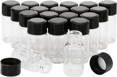 Willow Clear Liquid Sampling Glass Bottles with Black Screwcap 3ml  (36Pc Pack)