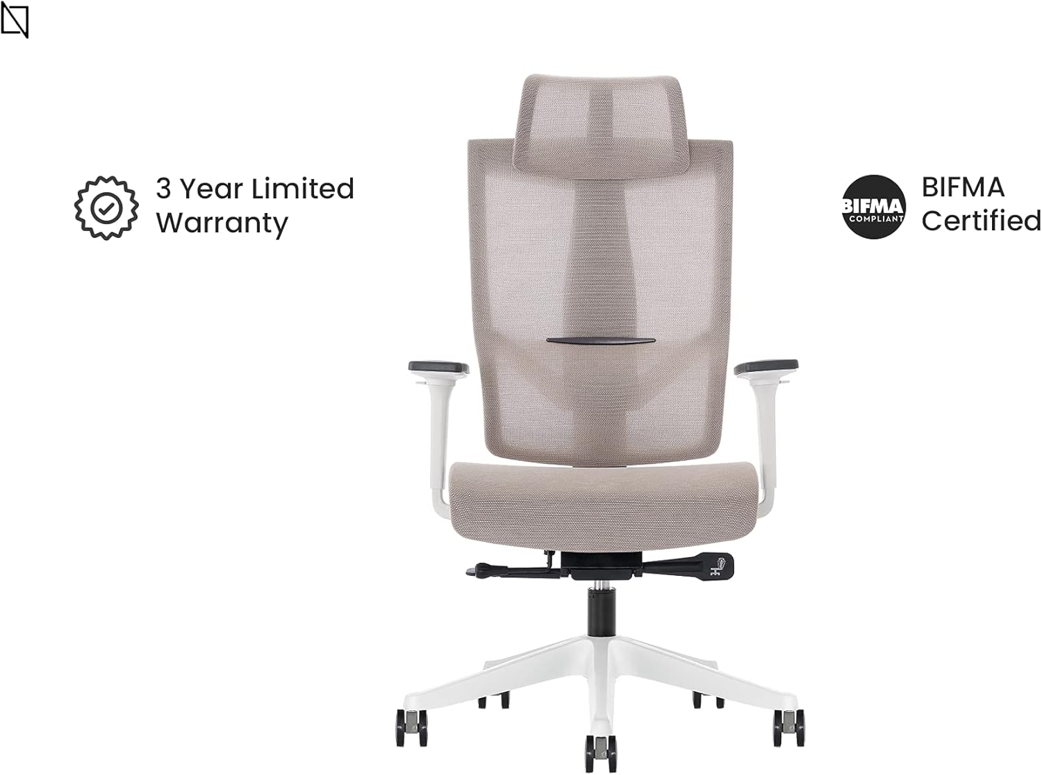 NAVO AERO, Premium Ergonomic Fabric Office Chair (BEIGE GREY)