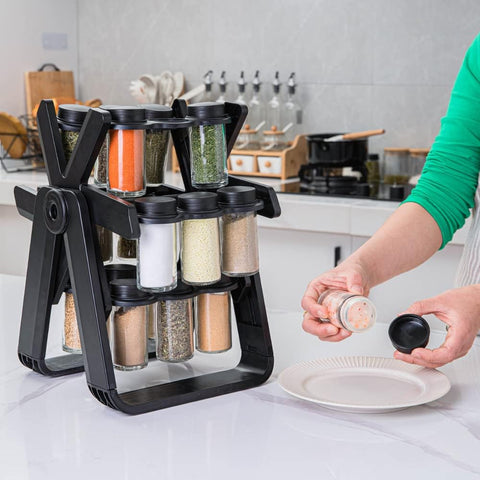 The Most Efficient and Convenient Spice Rack Set: Ferris Wheel Design with 18 Jars