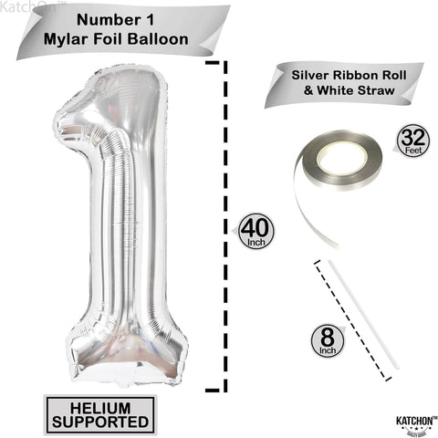 Silver Number Balloons in Helium Foil Mylar No.1