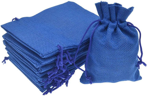 Willow 48Pcs Burlap Bags with Drawstring Gift Jute bags Included Cotton Lining (BLUE, 10X14)