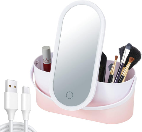 Portable Makeup Case Makeup Mirror With Led Light 3-in1
