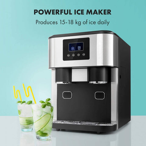 Olmecs Ice Maker, 3-in-1: Ice Cubes, Crushed Ice, Cold Water, LCD Display, 1.8L Tank