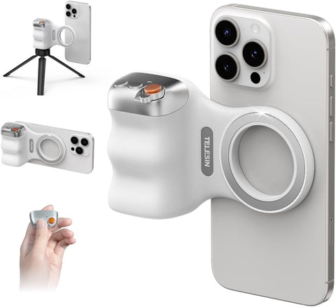 TELESIN Fun Shot Magnetic Phone Camera DSLR Style Shutter Grip for iPhone & Android with Detachable Wireless Shutter Button - MFI Certified