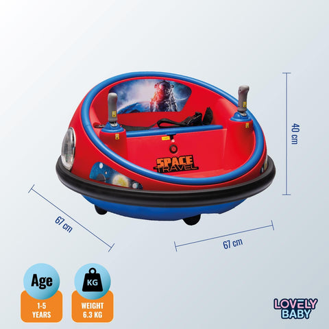 emma Kids Ride-On Bumper Car, Purple, Electric Powered, with Control Handles, Model V-2025,