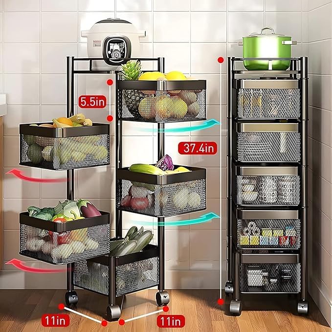 5-Layer Metal Kitchen Trolley