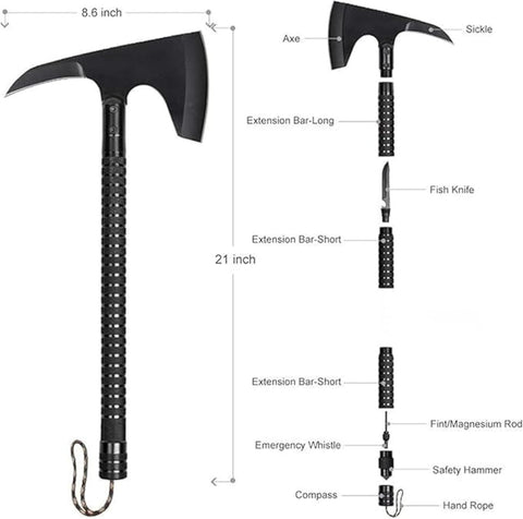 Compact Hand Axe with Wooden Handle – Camping Hatchet Chopping Axe with Leather Sheath for Wood Splitting, Survival Tactical Axe, Outdoor Bushcraft   (Expedition Pro Axe)