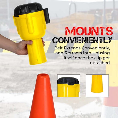 Olmecs Retractable Traffic Cone Tape 9 Meter - Yellow | Safety Cone Emergency Warning Tape