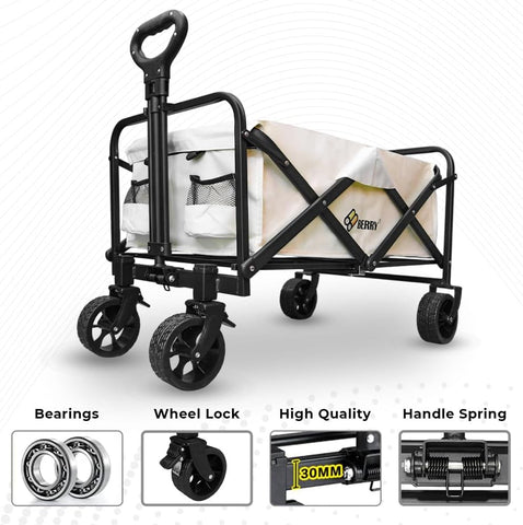 Olmecs 100KG Garden Trolley - Utility Transport Cart, Shopping Wagon with Wheels, Beach & Festival Trolley for Camping, Trips