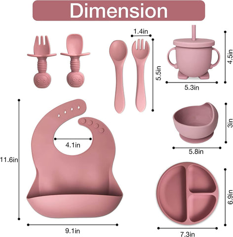 Silicone Baby Feeding Set, Complete 8-Piece Baby Led Weaning Set