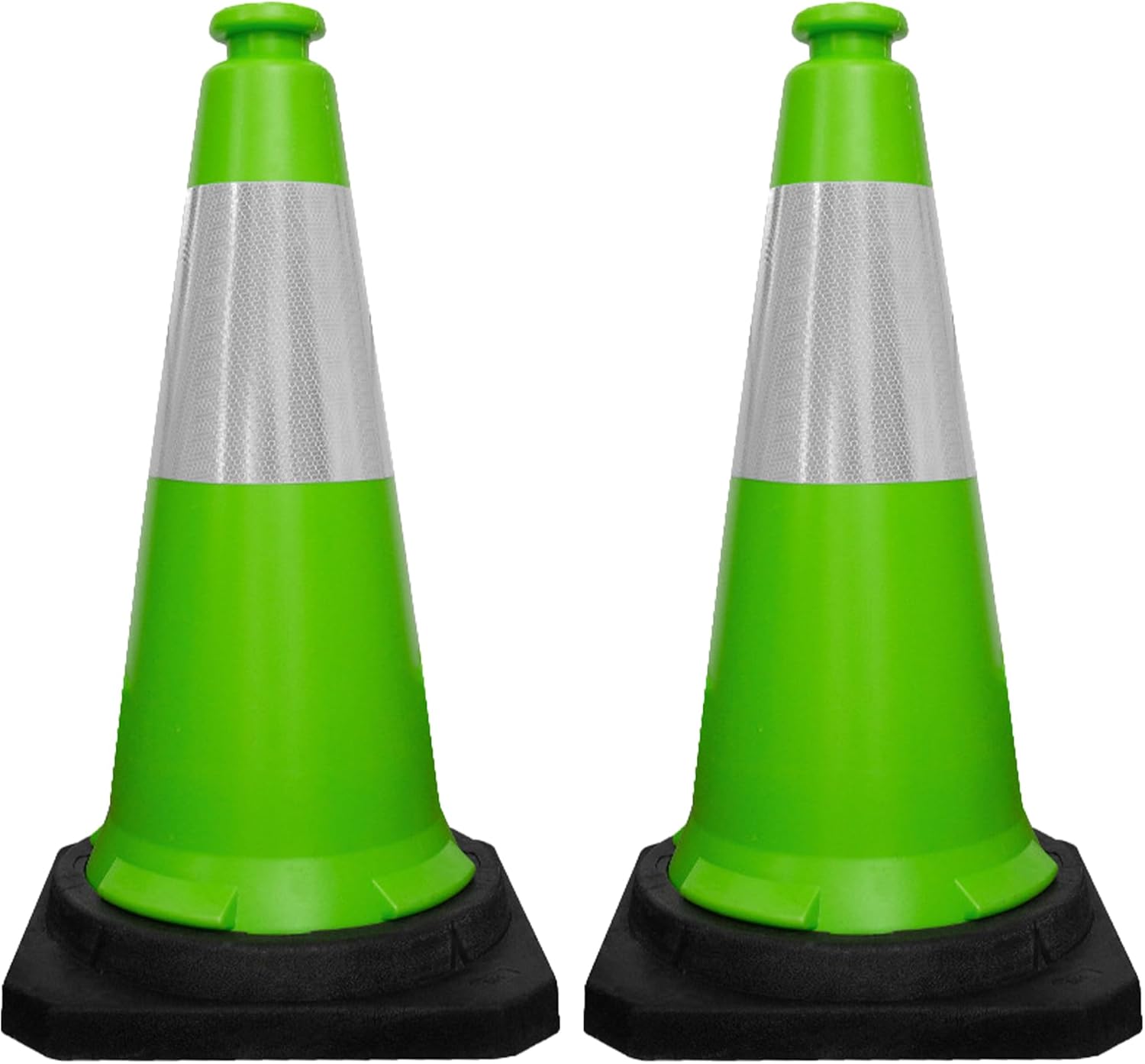 Olmecs 75 CM Road Safety Reflective Traffic Portable Wind Resistant Traffic Cone with Black Base (2 Cones)
