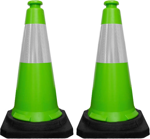 Olmecs 75 CM Road Safety Reflective Traffic Portable Wind Resistant Traffic Cone with Black Base (2 Cones)