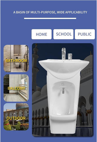 Foot Washing Station for Wudu, Hand, Face & Foot Hygiene - Ideal Worship Supplies, 585x870x470mm (W×H×D)