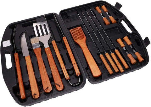 19 PCS Wooden Handle Barbecue Tool Sets Multi-functional Outdoor BBQ Grill Barbecue Accessories