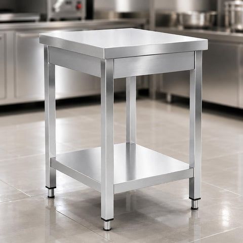 Olmecs Stainless Steel Table for Prep & Work Commercial Heavy Duty Table with Undershelf for Restaurant  (60x70x85 Cm)
