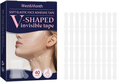 WEST & MONTH 40 Patch Soft Elastic Face Adhesive Tape V-Shaped Invisible Tape Lifting Firming Waterproof Lasting