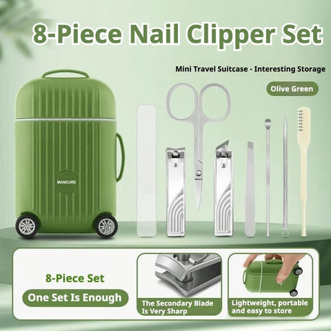 Manicure Set 8 in 1 Stainless Steel, Nail Clippers Scissors Pedicure Tools Kit - Portable Travel Grooming Kit for Men and Women with Mini travel box