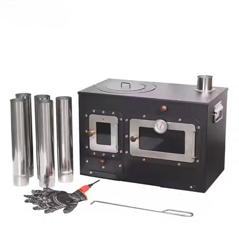 Olmecs Outdoor Kitchen Cooking Stove Pizza Oven with Folding Stand Extended Chimney