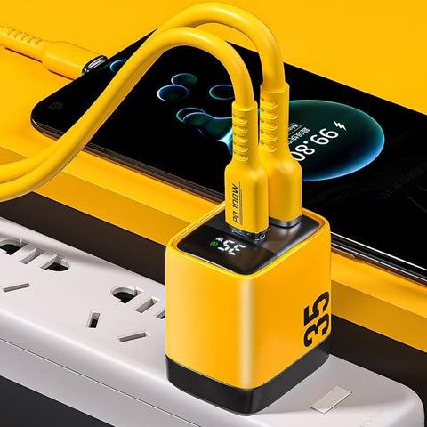 WEKOME WP-U25 35W GaN Charger Dual Port Fast Wall Charger Digital Display Adapter