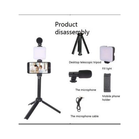 6 in 1 Combo Shotgun Microphone, Selfie Light, Tripod Stand Adjustable, Mobile Holder Photography - AY-49T