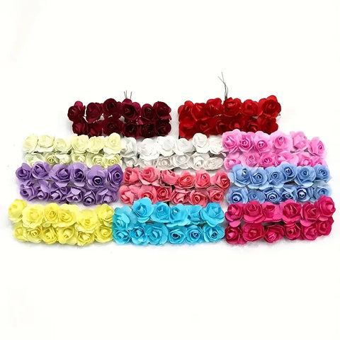 Willow 0.5" Mini Paper Flowers for Crafts Paper Roses for Scrapbooking  Card Decoration 144pcs
