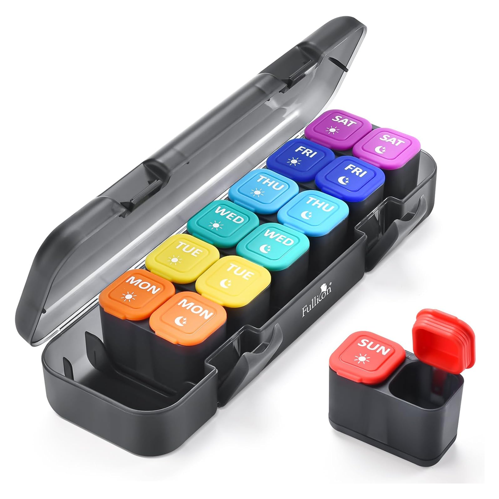Fullicon Moisture-Proof Pill Boxes 7 Day 2 Times a Day