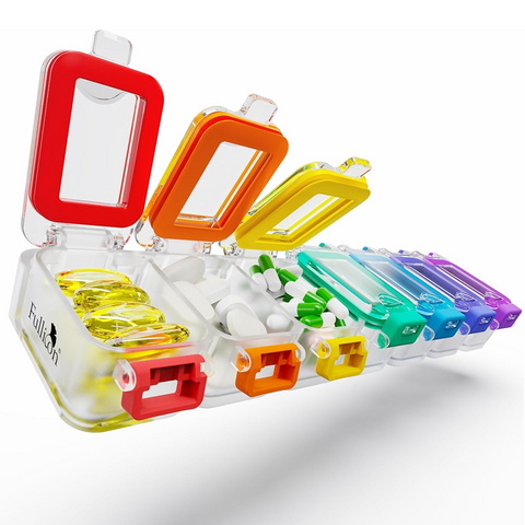 Fullicon Weekly Pill Organizer 7 Day, Large Pill Box Organiser for Travel, Moisture-Proof Medicine Organizer