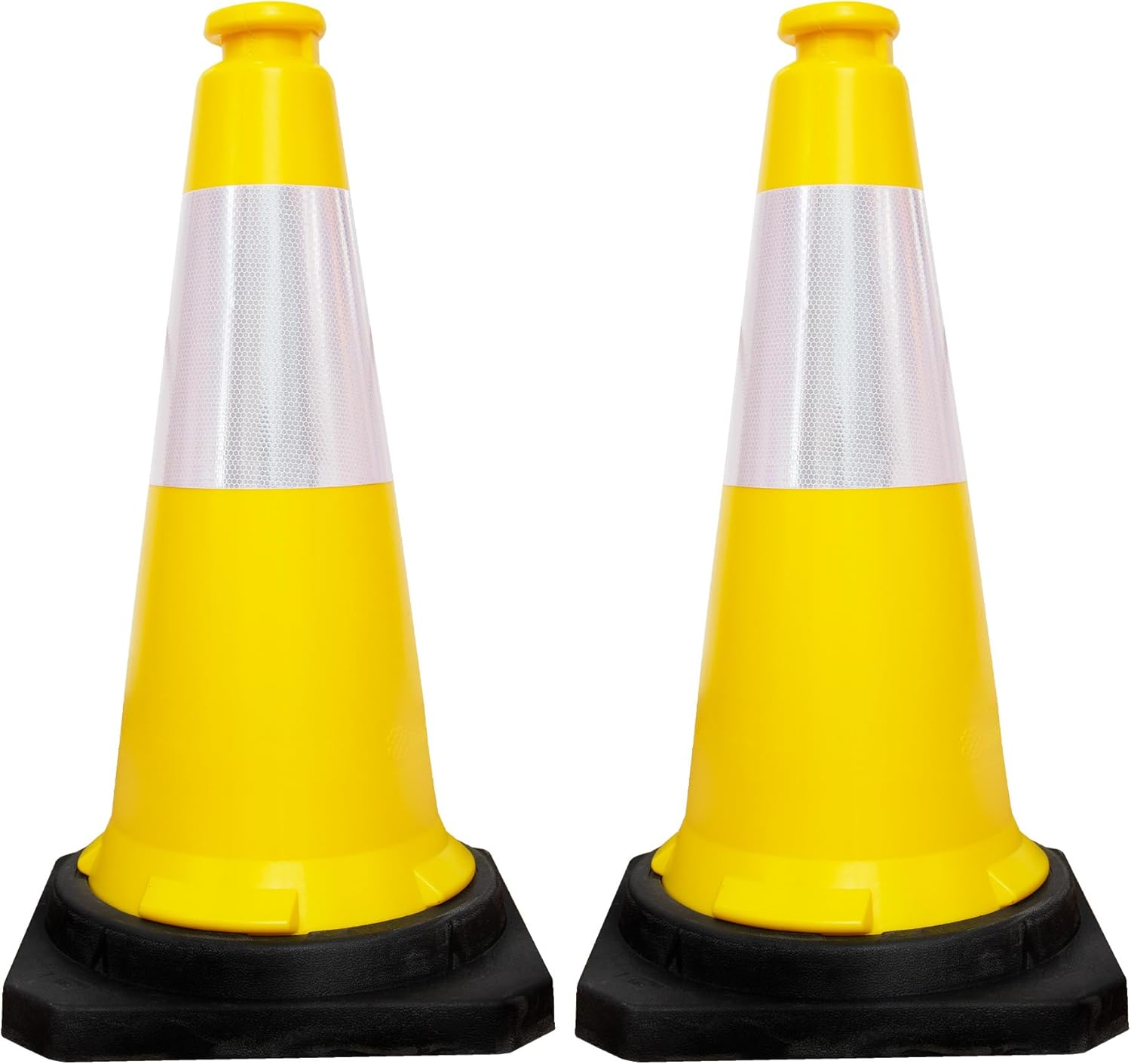 Olmecs 75 CM Road Safety Reflective Traffic Portable Wind Resistant Traffic Cone with Black Base (2 Cones)