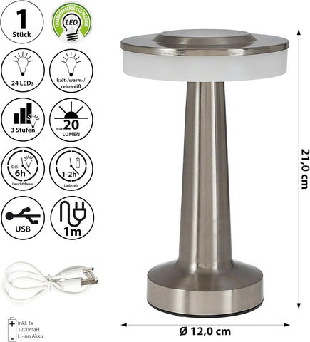 Olmecs Rechargeable Retro Touch LED Table Lamp Small Coffee Desk Decorative Lamp Dining Bar Outdoor Desk Night Light