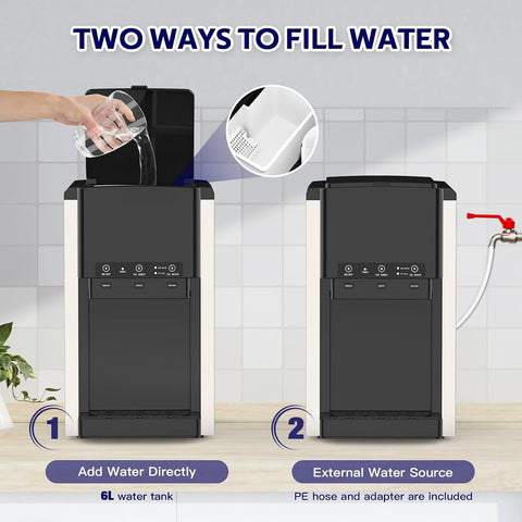 3 in 1 Water Dispenser with Ice Maker, Nugget Ice Maker Countertop, Bullet & Crushed Ice