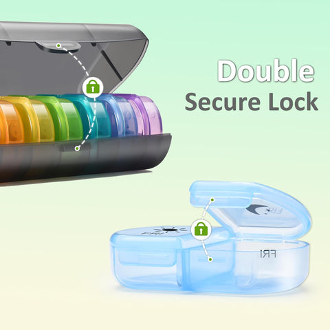 Fullicon Large Capacity Pill Organizer, Secure Pill Case with Durable Printing