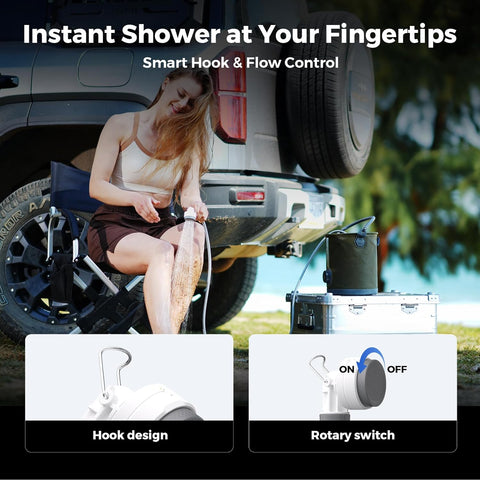 FLEXTAILGEAR Portable Shower Pump, Rechargeable Camping Shower, Outdoor Tiny Shower for Hiking