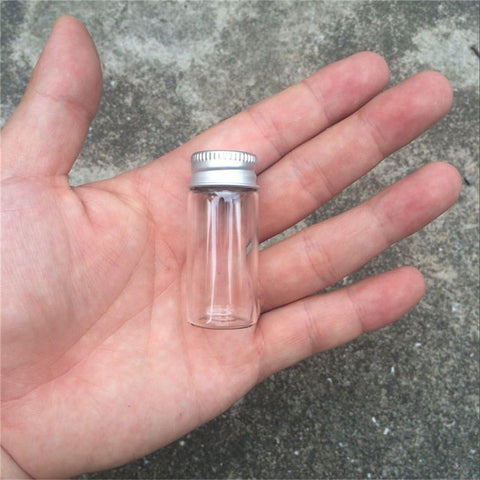 Willow 12 Units 10ML Mini Glass Bottles with Metal Cap Glass Vials Jars (12, 10ml)