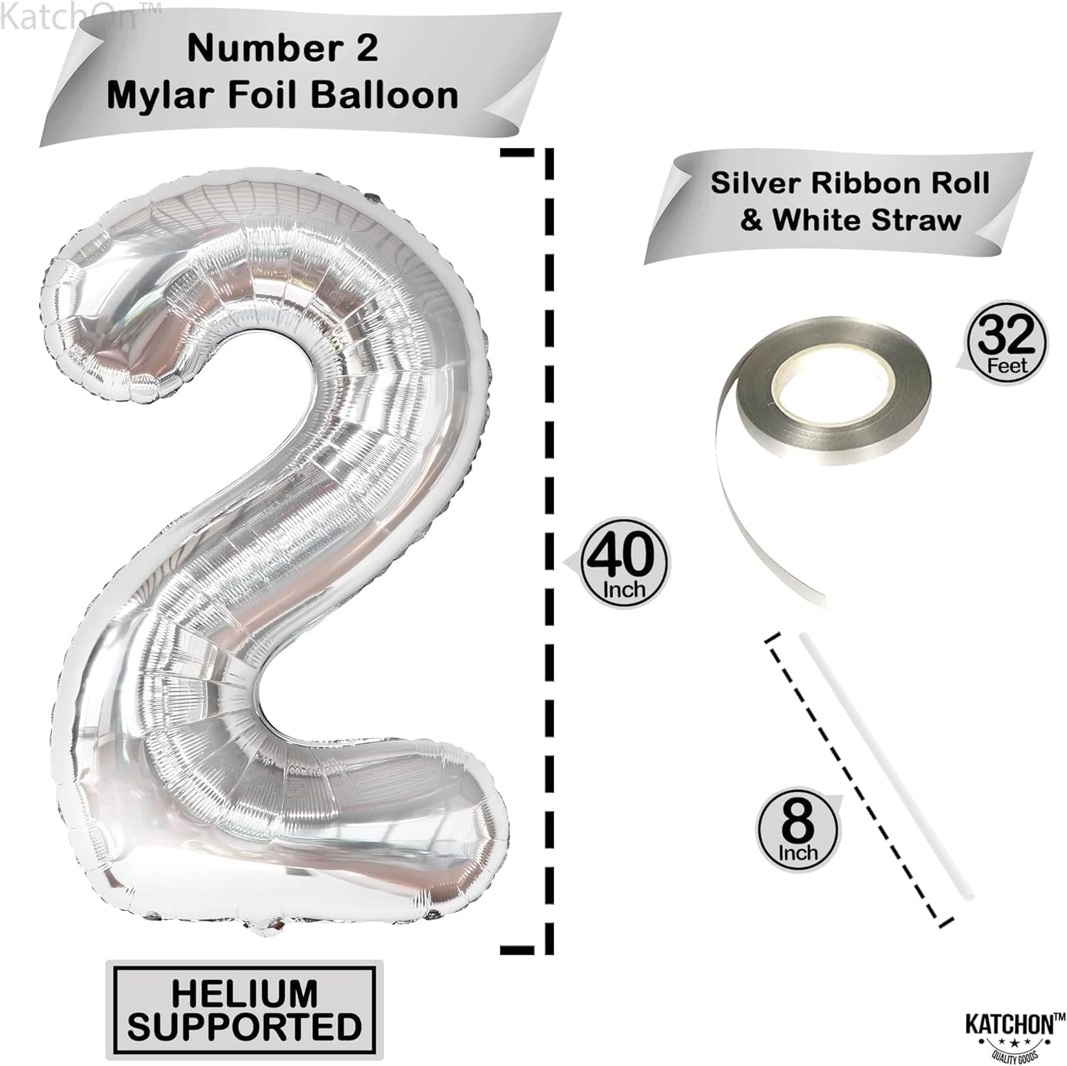 Silver Number Balloons in Helium Foil Mylar No.2