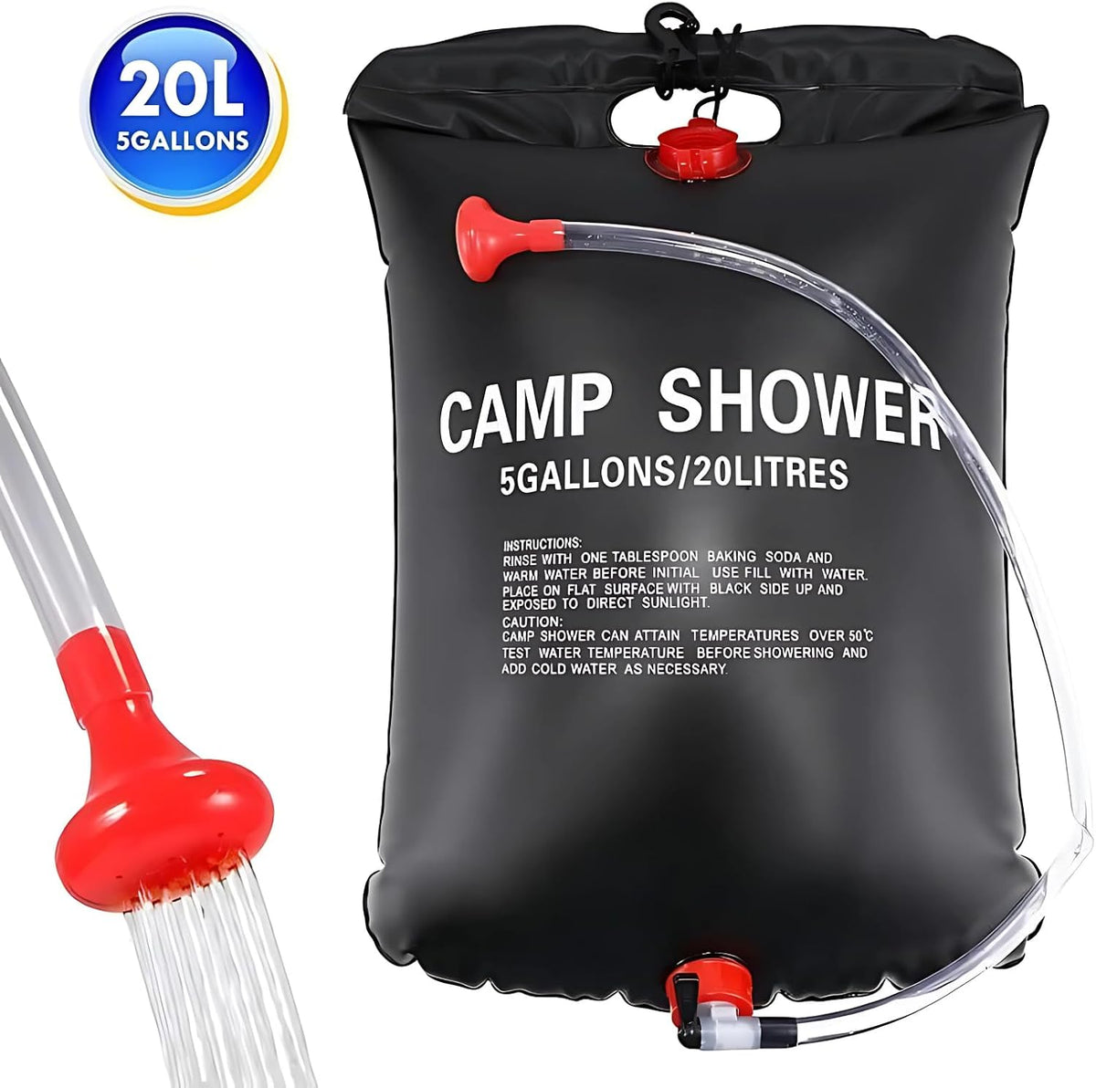Portable Shower Bag – 5 Gallons/20 Litres | Outdoor Camping Shower for Hiking