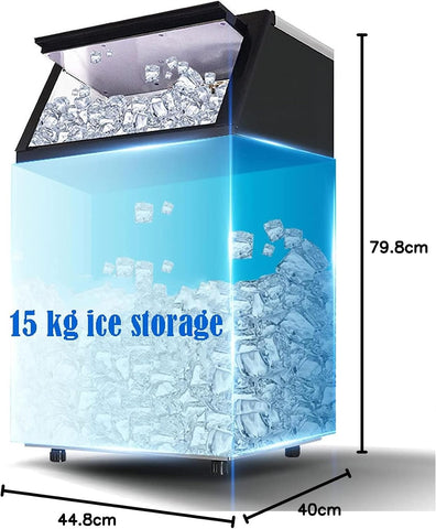 Ice Maker Commercial Machine Self Clean, 44 Cubes per Batch in 11-18 Minutes 100KG/24H,15KG Storage Bin, Advanced LCD Panel w/Clear Indicators, Freestanding for Restaurant/Home/Food Truck Use