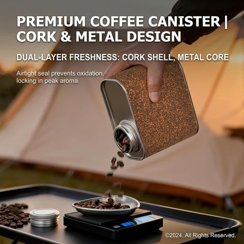 Portable Coffee Kit Coffee Serving Sets-Travel Coffe-e Kit with Grinder-Server-Kettle-Filter-Scale & Steel Drip Funnle, Set-All in Gift Bag (7-IN-1)