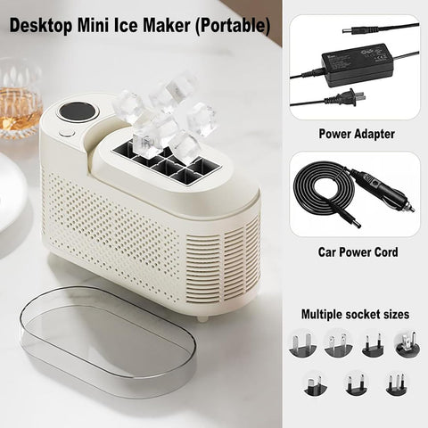 Portable Countertop Ice Maker Machine, 8 Cubes in 10 Mins, Compact Mini Ice Maker for Home/Camping/Car