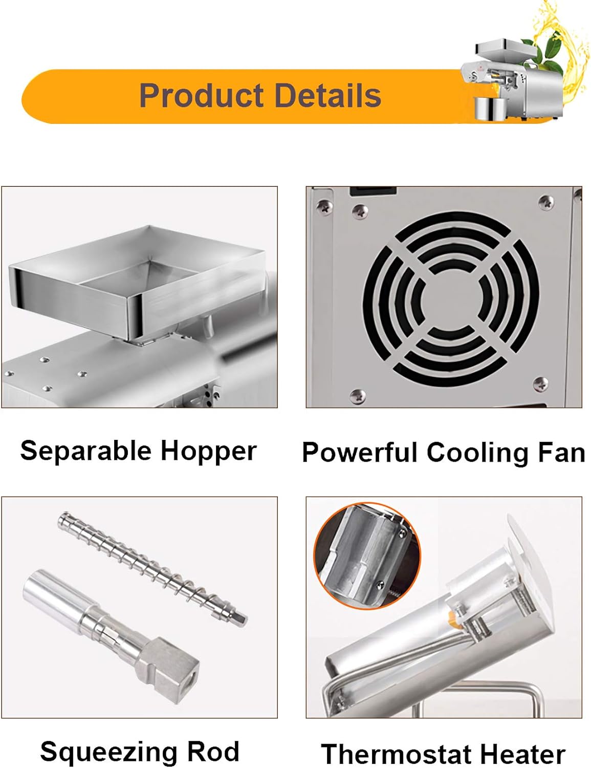 Olmecs Oil Press Machine 500 Watt Cold or Hot Press Automatic Olive Expeller Extractor Commercial Grade Stainless Steel Oil Extractor