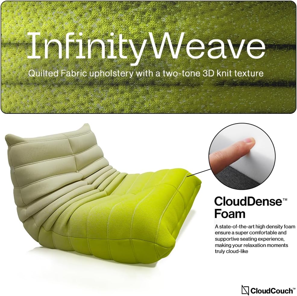 Navodesk NAVO CloudCouch, Single Seated Foam Sofa Floor Gaming Sofa (InfinityWeave, CORAL YELLOW - Sofa)