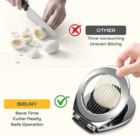 Egg Slicer for Hard Boiled Eggs, Egg Cutter Heavy Duty for Strawberry Fruit Garnish Slicer, Stainless Steel Wire with 3 Slicing Styles
