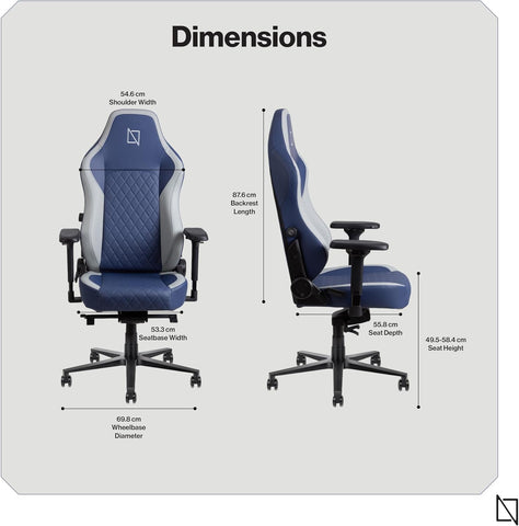 Navodesk APEX AIR, Ergonomic Gaming Chair (CLOUD LEATHER - M, DEEP BLUE)