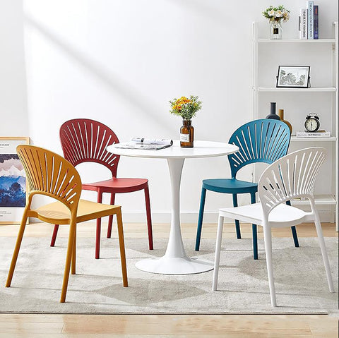 Olmecs Contemporary Style Plastic Open Side Chair Colorful Stacking Dining Chair for Home