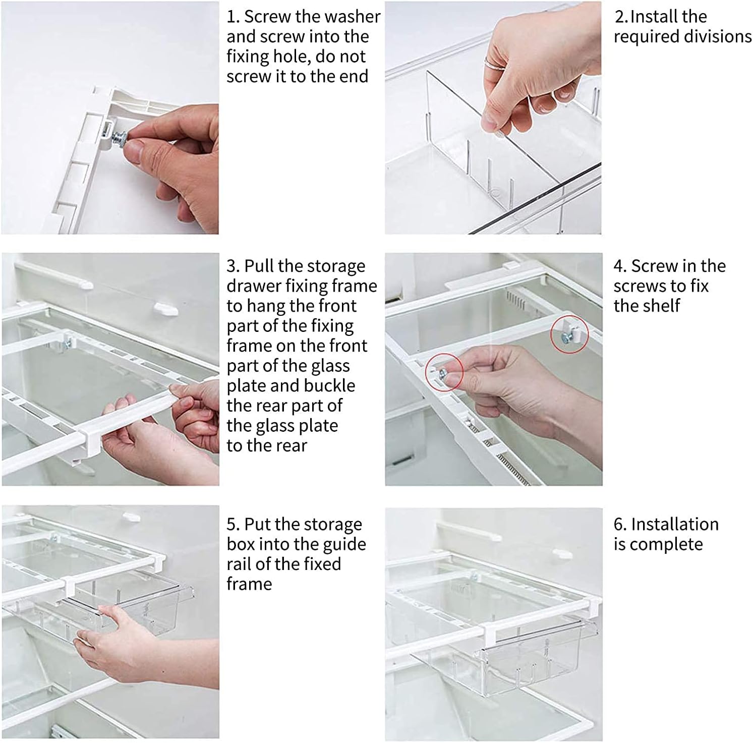 Olmecs Pull-out Refrigerator Organizer Bins - Fridge Drawer Organizer with Handle