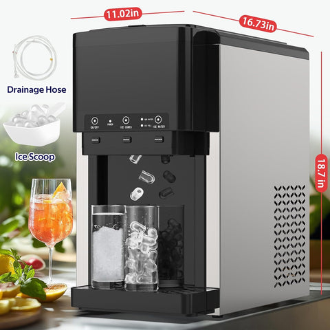3 in 1 Water Dispenser with Ice Maker, Nugget Ice Maker Countertop, Bullet & Crushed Ice
