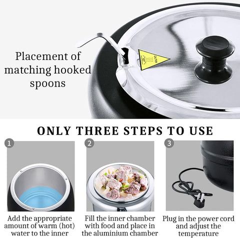 Royal Best  10 L Large Capacity Soup Kettle Warmer, with Stainless Steel Hinged Lid Commercial Restaurant Soup Warmer Pot (Copy)