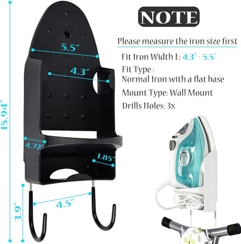 Olmecs Ironing Board Hanger Wall Mount Electric Iron Holder