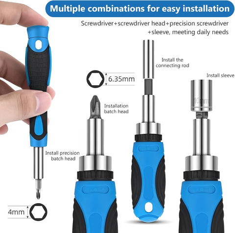 Screwdriver Bits Multi-Bit Screwdriver Set with Magnetic Holder – Compact Repair Tool Kit with Interchangeable Bits