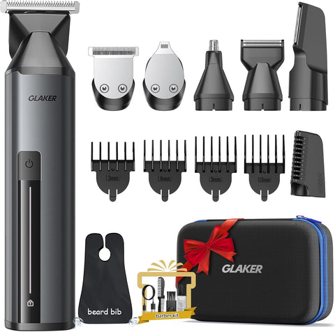 Glaker CC5136 Waterproof 6 in 1 Complete Grooming Kits for Mustache Nose Ear Facial Body Hair Trimming