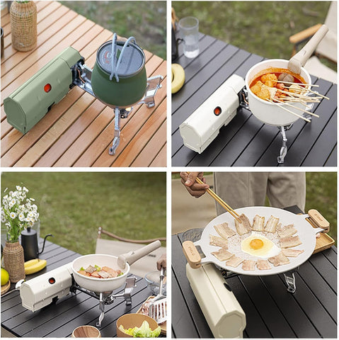 Portable Foldable Compact Camping Stove for Outdoor Cooking, Hiking, Backpacking & Emergency Use (Khaki)